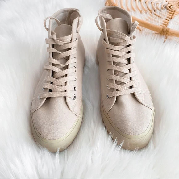 Vagabond Teddie Khaki Trainers High Top Sneakers Lace Up Beige Tan Platform - Picture 9 of 16